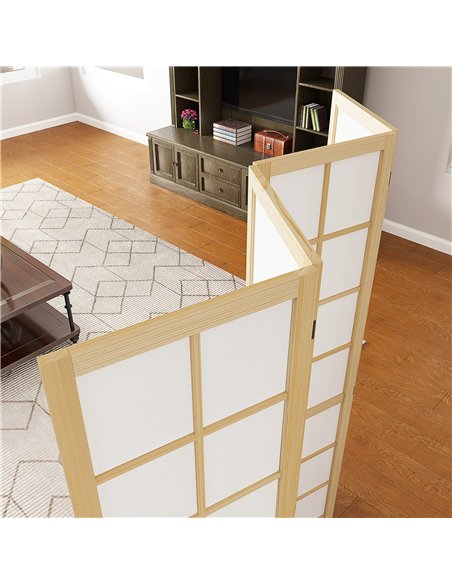 HOMCOM 4 Panel Folding Room Divider, Freestanding Room Separator, Indoor Privacy Screen for Living Room, Bedroom, 160 x 170cm - pic 133795 | FastDaddyshop
