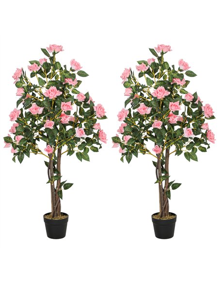 HOMCOM Set of Two Faux Rose Plants, with Pots - pic 133796 | FastDaddyshop
