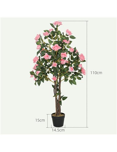 HOMCOM Set of Two Faux Rose Plants, with Pots