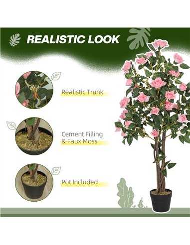 HOMCOM Set of Two Faux Rose Plants, with Pots
