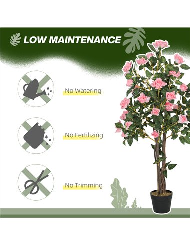 HOMCOM Set of Two Faux Rose Plants, with Pots