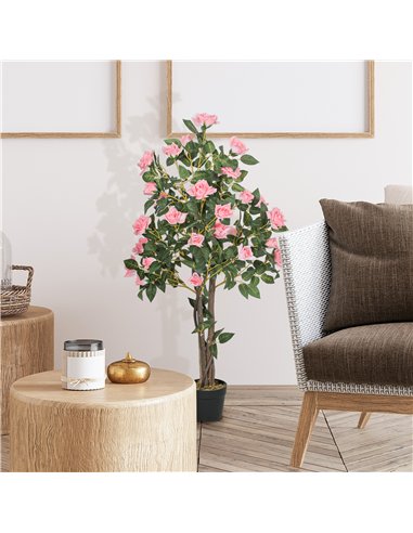 HOMCOM Set of Two Faux Rose Plants, with Pots