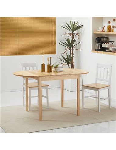 HOMCOM 4-6 Person Wooden Drop-Leaf Table - Natural Finish