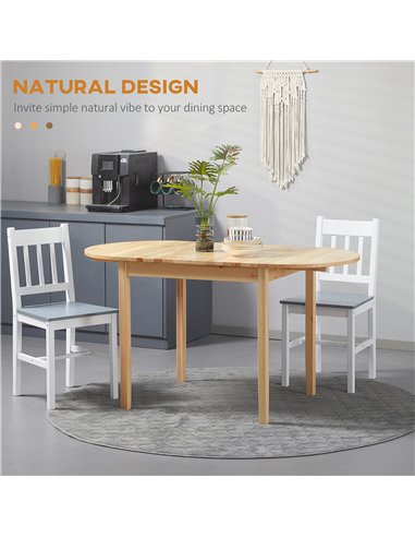 HOMCOM 4-6 Person Wooden Drop-Leaf Table - Natural Finish