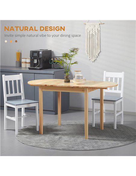 HOMCOM 4-6 Person Wooden Drop-Leaf Table - Natural Finish - pic 133808 | FastDaddyshop