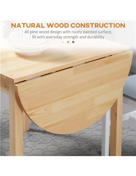 HOMCOM 4-6 Person Wooden Drop-Leaf Table - Natural Finish - pic 133810 | FastDaddyshop