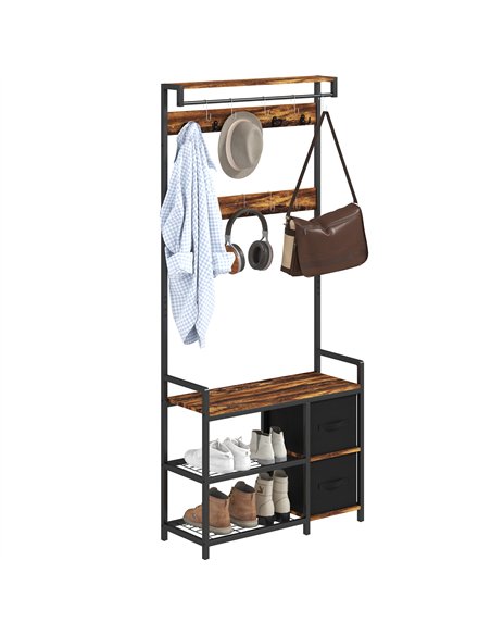 HOMCOM Industrial-Style Multi-Use Hallway Tree - Brown/Black - pic 133814 | FastDaddyshop