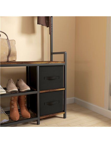 HOMCOM Industrial-Style Multi-Use Hallway Tree - Brown/Black - pic 133822 | FastDaddyshop