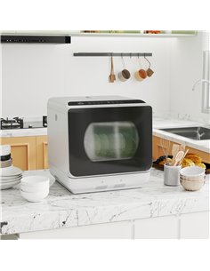 HOMCOM Table Top Dishwasher, Mini Countertop Dishwasher with Built-in 6L Water Tank, 6 Programs, Touch Control, LED Display, 4 P 2