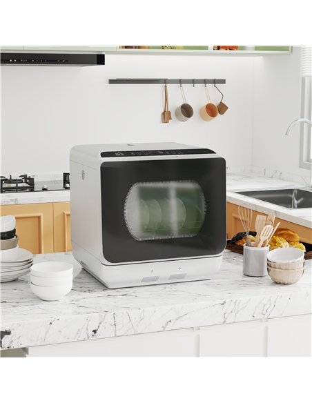 HOMCOM Table Top Dishwasher, Mini Countertop Dishwasher with Built-in 6L Water Tank, 6 Programs, Touch Control, LED Display, 4 P - pic 133824 | FastDaddyshop