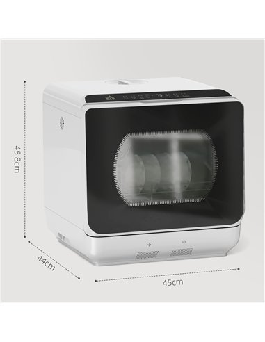HOMCOM Table Top Dishwasher, Mini Countertop Dishwasher with Built-in 6L Water Tank, 6 Programs, Touch Control, LED Display, 4 P