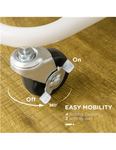 HOMCOM Three-Tier Home Trolley, with Handle and Wheels - White