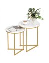 HOMCOM Set of Two Marble-Effect Nest of Tables - White/Gold-Tone