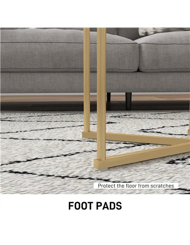 HOMCOM Set of Two Marble-Effect Nest of Tables - White/Gold-Tone