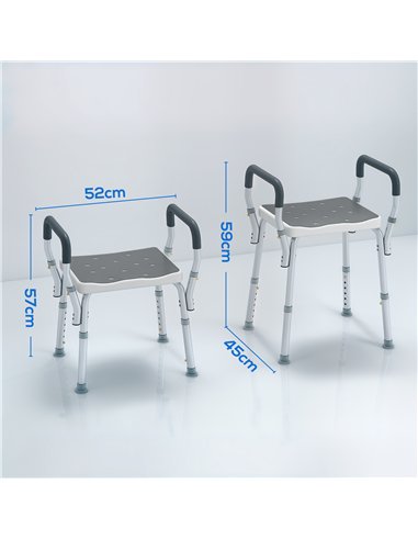 HOMCOM 57-69cm Aluminium Frame Bath Seat