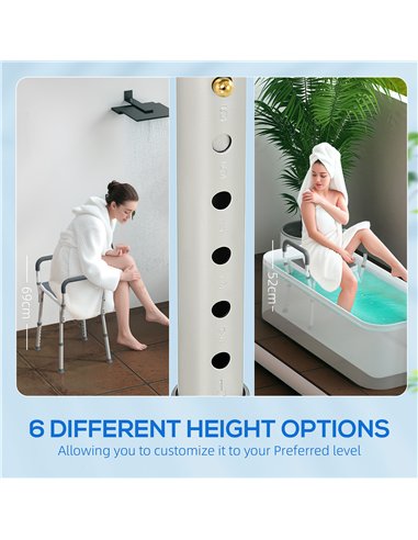 HOMCOM 57-69cm Aluminium Frame Bath Seat