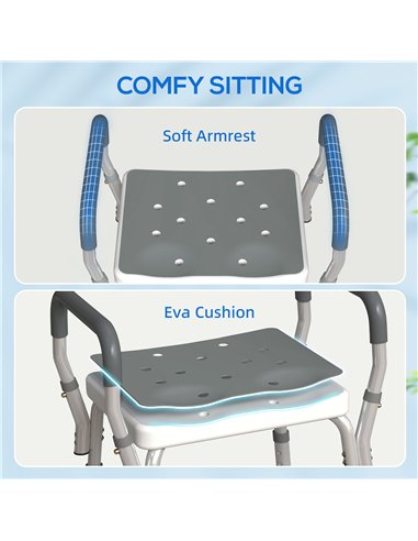 HOMCOM 57-69cm Aluminium Frame Bath Seat
