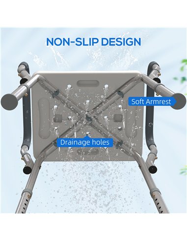 HOMCOM 57-69cm Aluminium Frame Bath Seat