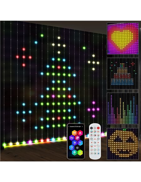 HOMCOM LED Curtain Lights, Smart Curtain Fairy Lights Plug In, Colour Changing Wall Lights with Remote, App, Dynamic DIY Hanging - pic 133859 | FastDaddyshop
