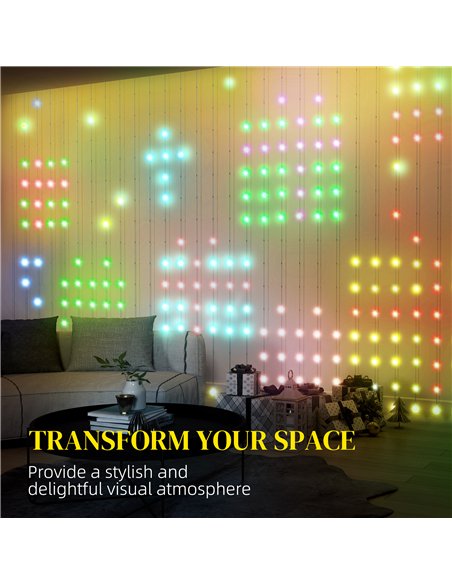 HOMCOM LED Curtain Lights, Smart Curtain Fairy Lights Plug In, Colour Changing Wall Lights with Remote, App, Dynamic DIY Hanging - pic 133865 | FastDaddyshop