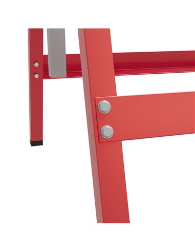 HOMCOM Set of 2 Adjustable Telescopic Builders Trestle, DIY Steel Work Bench Carpenter, Folding Saw Horse Tools Red