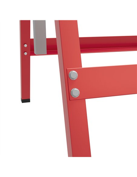 HOMCOM Set of 2 Adjustable Telescopic Builders Trestle, DIY Steel Work Bench Carpenter, Folding Saw Horse Tools Red - pic 133885 | FastDaddyshop