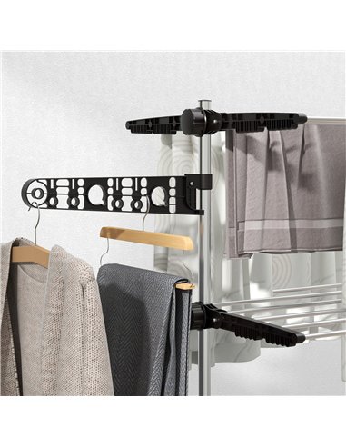 HOMCOM Four-Shelf Collapsing Clothes Horse, With Side Arms and Wheels - Black