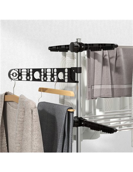 HOMCOM Four-Shelf Collapsing Clothes Horse, With Side Arms and Wheels - Black - pic 133894 | FastDaddyshop