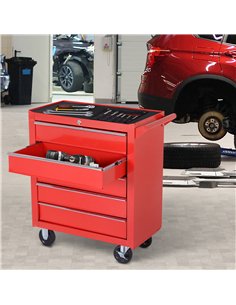 DURHAND 5-Drawer Lockable Tool Storage Cabinet with Wheels, Handle, 2 Keys, Steel Home Work DIY Workshop Chest, Garage Equipment 2