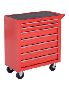 DURHAND 7-Drawer Rolling Tool Chest on Wheels, Lockable Tool Cabinet with Side Handle, Metal Tool Box Trolley for Garage, Worksh