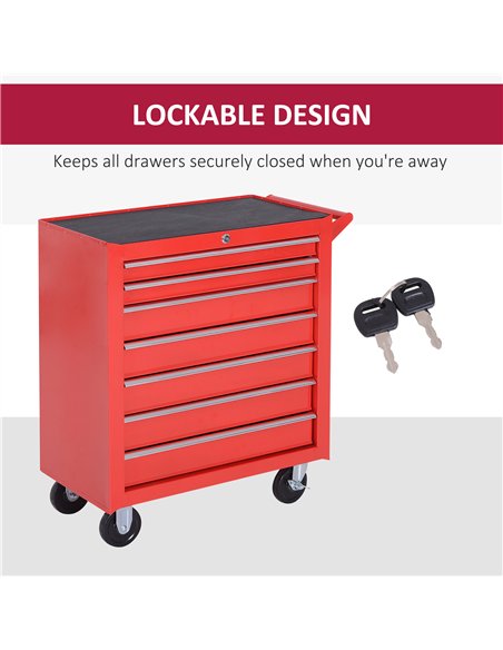 DURHAND 7-Drawer Rolling Tool Chest on Wheels, Lockable Tool Cabinet with Side Handle, Metal Tool Box Trolley for Garage, Worksh - pic 133919 | FastDaddyshop