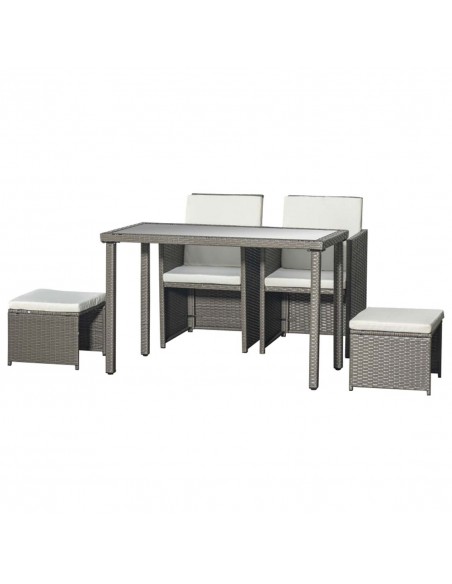 Outsunny 5 Pieces PE Rattan Sets with Cushion, Armchairs, Footrest, Glass Top Table, Grey - pic 13392 | FastDaddyshop