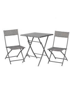 Outsunny 2-Seater Garden Furniture Rattan Patio Chair Bistro Set, Grey