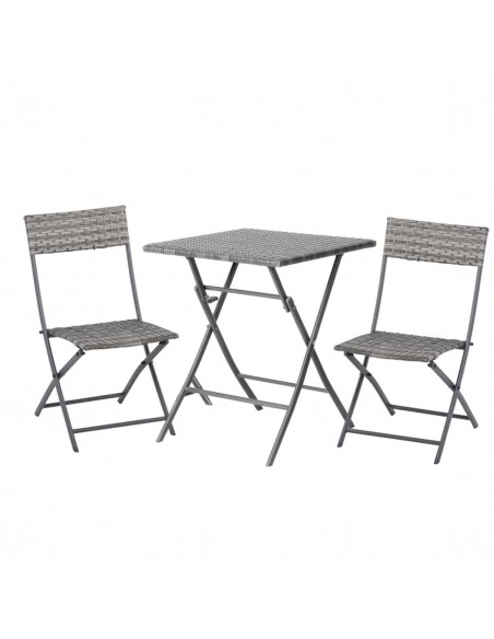 Outsunny 2-Seater Garden Furniture Rattan Patio Chair Bistro Set, Grey - pic 13393 | FastDaddyshop