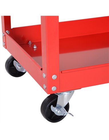DURHAND 3-Tier Tool Trolley Cart Storage Shelf Roller Cabinet DIY Box Garage Workshop with Drawer Red