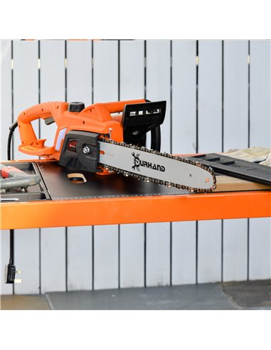 DURHAND Aluminium Electric Chainsaw with Double Brake Protection and Blade Cover, 2000 W, 40 cm, for Wood, Trees and Branches, O