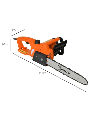 DURHAND Aluminium Electric Chainsaw with Double Brake Protection and Blade Cover, 2000 W, 40 cm, for Wood, Trees and Branches, O