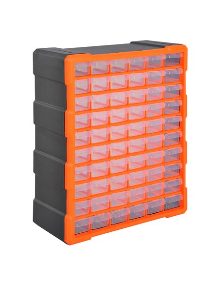 DURHAND 60 Drawers Parts Organiser Wall Mount Storage Cabinet Garage Small Nuts Bolts Tools Clear Orange - pic 133940 | FastDaddyshop