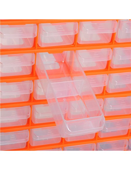 DURHAND 60 Drawers Parts Organiser Wall Mount Storage Cabinet Garage Small Nuts Bolts Tools Clear Orange - pic 133947 | FastDaddyshop