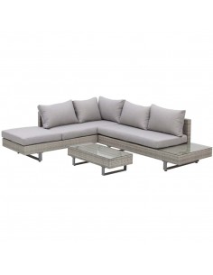 Outsunny 5-Seater Rattan Garden Furniture Set with Coffee Table, Side Table & Cushions, Grey