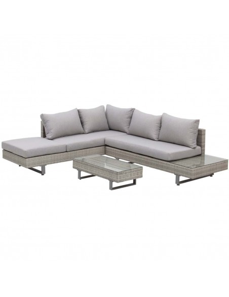 Outsunny 5-Seater Rattan Garden Furniture Set with Coffee Table, Side Table & Cushions, Grey - pic 13395 | FastDaddyshop