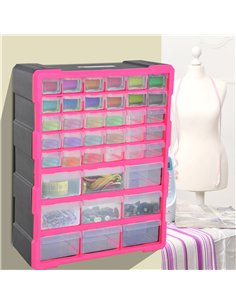 DURHAND 39 Drawers Parts Organiser Wall Mount Tools Storage Cabinet Small Nuts Bolts Garage Clear 2