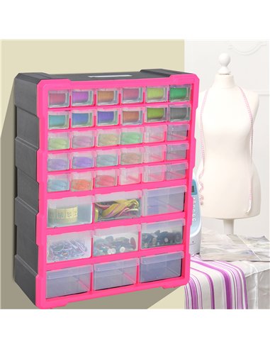 DURHAND 39 Drawers Parts Organiser Wall Mount Tools Storage Cabinet Small Nuts Bolts Garage Clear
