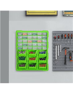 DURHAND Plastic 39 Drawer Parts Organiser Wall Mount Storage Cabinet Garage Small Nuts Bolts Tool Clear 2