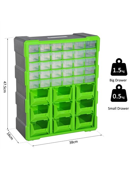 DURHAND Plastic 39 Drawer Parts Organiser Wall Mount Storage Cabinet Garage Small Nuts Bolts Tool Clear - pic 133960 | FastDaddyshop
