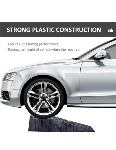 DURHAND 2 Pieces Car Ramps Heavy Duty 5 Ton Motorhome Levelling Ramps, Plastic Garage Workshop Car Lift, Portable Automotive Veh