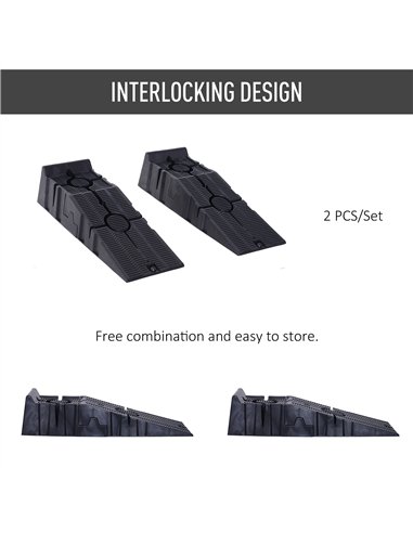 DURHAND 2 Pieces Car Ramps Heavy Duty 5 Ton Motorhome Levelling Ramps, Plastic Garage Workshop Car Lift, Portable Automotive Veh