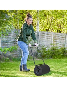 DURHAND 38L Heavy Duty Water or Sand Filled Garden Steel Lawn Roller Drum Φ50cm Black 2