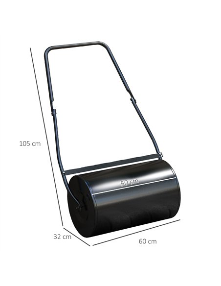 DURHAND 38L Heavy Duty Water or Sand Filled Garden Steel Lawn Roller Drum Φ50cm Black - pic 133978 | FastDaddyshop