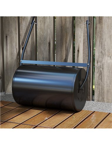 DURHAND 38L Heavy Duty Water or Sand Filled Garden Steel Lawn Roller Drum Φ50cm Black